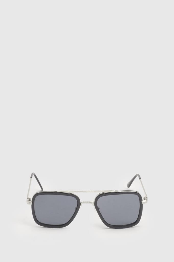 boohoo Dames Metalen Pilotenzonnebril | Zwart