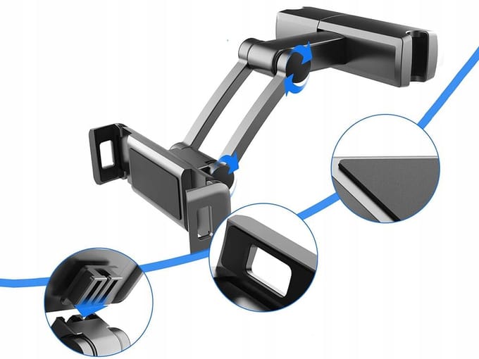 JPC - Tablet Houder Hoofdsteun Auto - Tablet Houder - Telefoonhouder Hoofdsteun- Auto Accessories - Auto Houder - Zwart