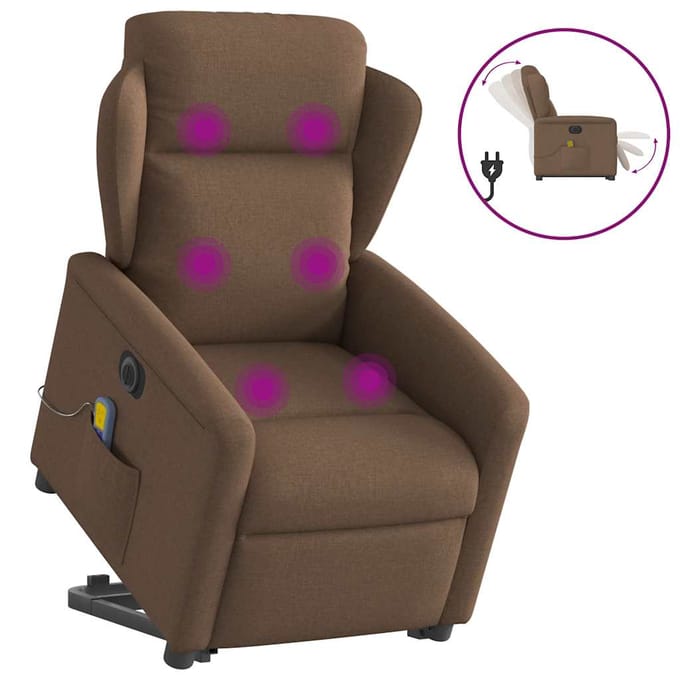 vidaXL - Sta-op-massagestoel - elektrisch - verstelbaar - stof - bruin