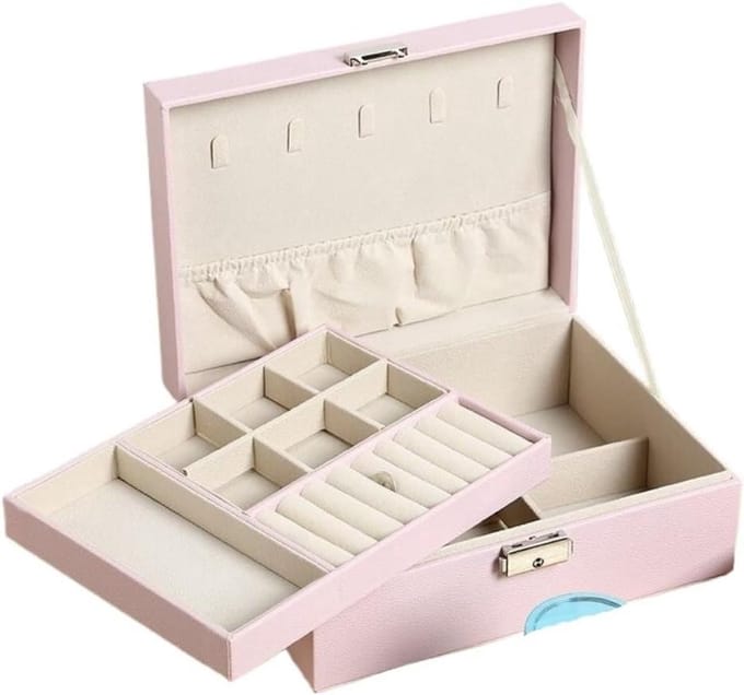 Sieradendoos organizer - Juwelendoos opberger - Accessoires opbergen - Dubbellaags ontwerp - Diverse compartimenten - Roze