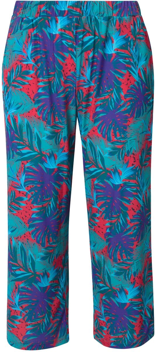 Ulla Popken - Dames - 7/8 jersey-broek wijde rechte pijpen elastische tailleband - Salsa - Maat 62+
