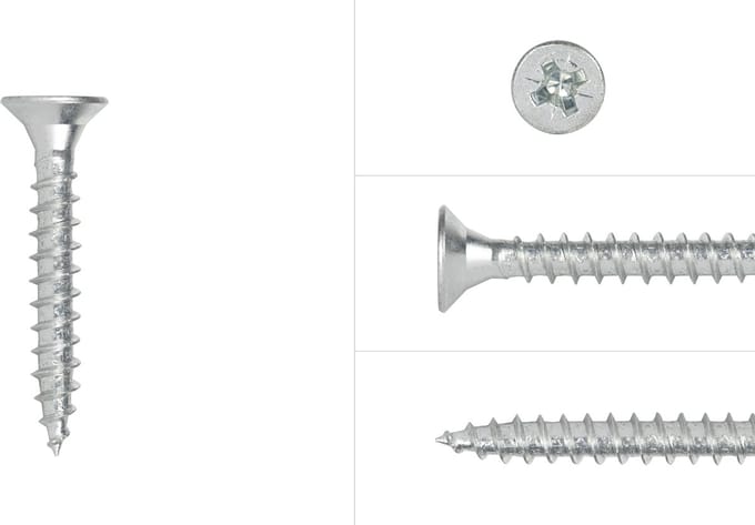 Wovar Spaanplaatschroeven Verzinkt 4,5 x 30 mm Pozidrive Voldraad | Doos 200 Stuks