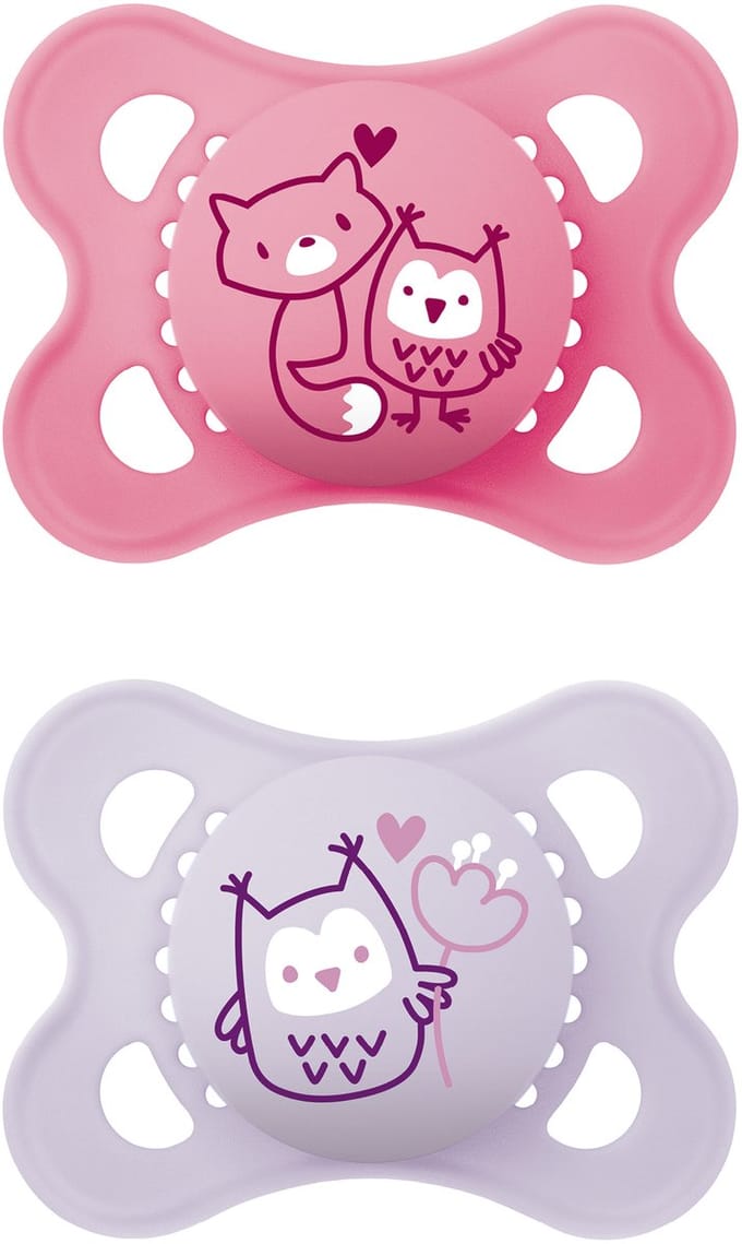 MAM - Original Silikon Speen - Siliconen - 0-6 Maanden- Original Silikon - Extra Dun - Mat Roze - 2 stuks