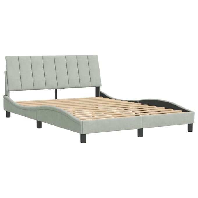 vidaXL - Bedframe - zonder - matras - "Hanko" - 120x200 - cm - fluweel - lichtgrijs