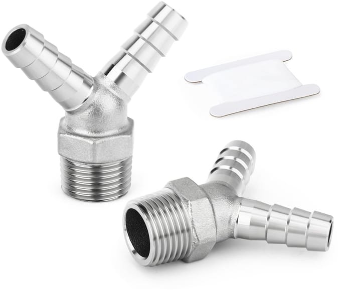 Allecto - 2 stuks Y Barbed Fitting - 1/2" Splitter adapter