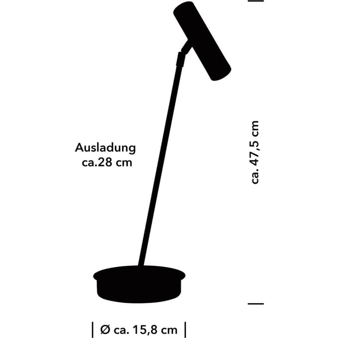 HELL Tom Pro LED tafellamp, zwart, hoogte 47 cm, CCT, dimmer