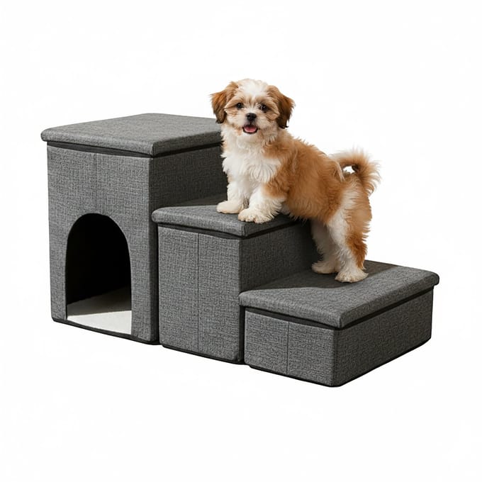Hondentrap - donkergrijs - 75x43x33 cm - met antislip