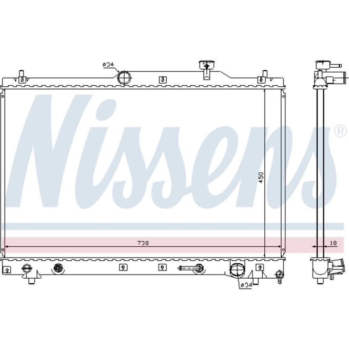 Radiator, motorkoeling NISSENS 64657