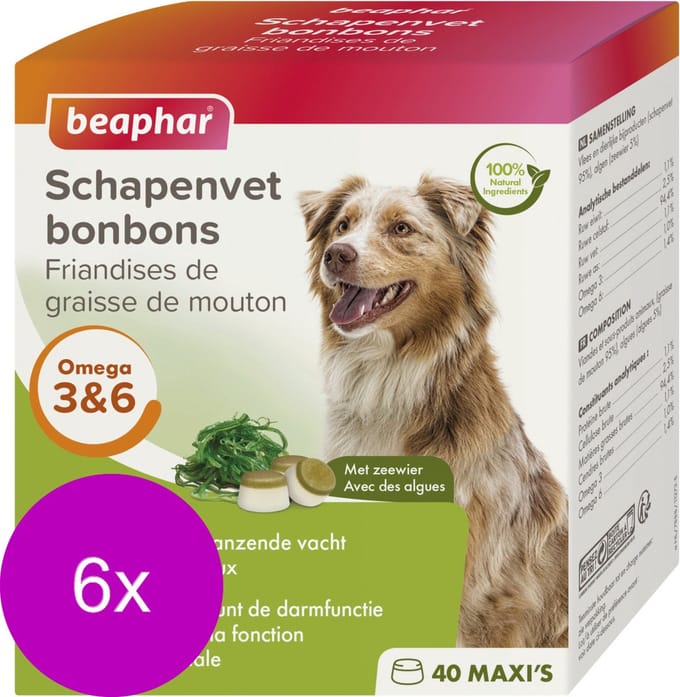 Beaphar Schapenvetbonbons Zeewier - Hondensnacks - 6 x Medium
