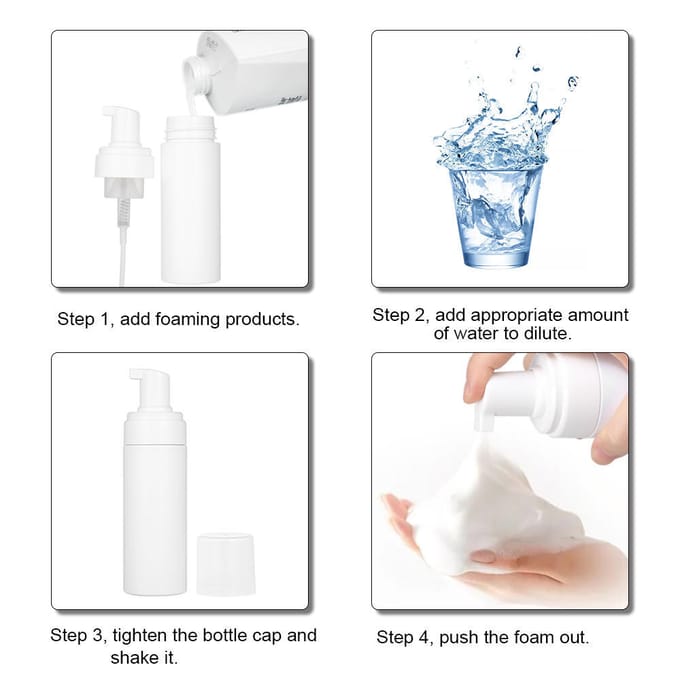 1 stuks 150ML(5.2oz) Schuimfles Mousse Zeep Schuimpompfles Plastic Wit Leeg Hervulbaar wit