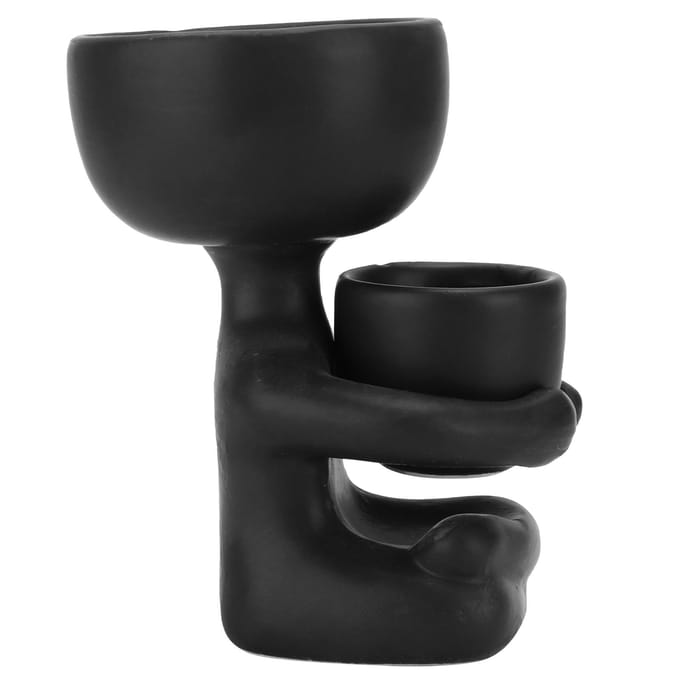 Porte-plante DIY Mini Pot de fleur humanoïde mignon en céramique noire pour fleurs, succulentes, maison black