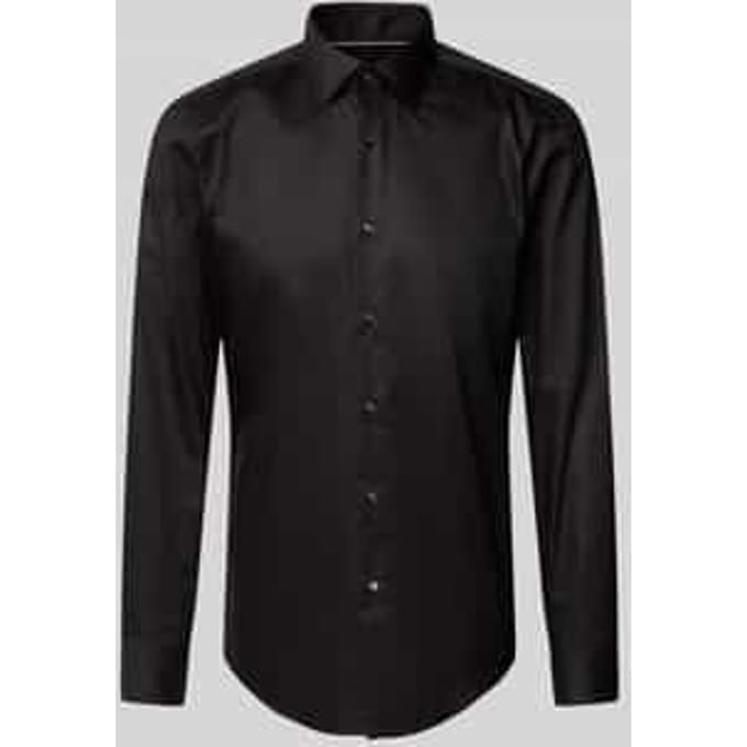 BOSS Hank slim fit overhemd - popeline - zwart - Strijkvriendelijk - Boordmaat: 42