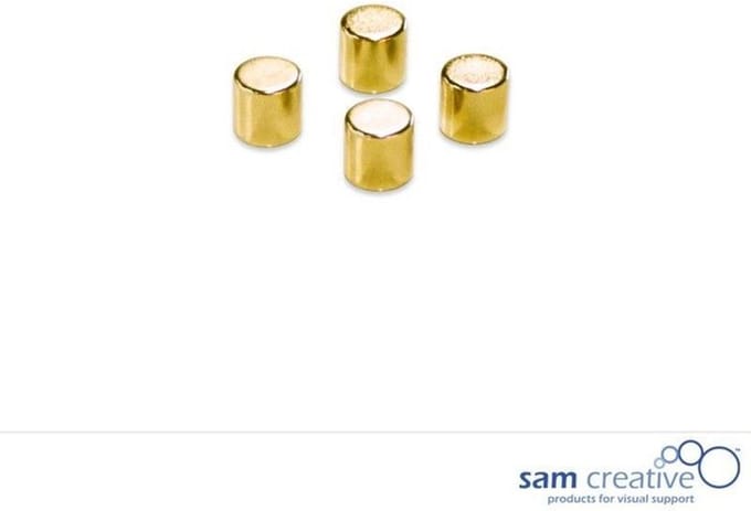 Sam Creative Whiteboard Magneten - Cylinder - 10 mm - Metallic - Goud - 4 stuks