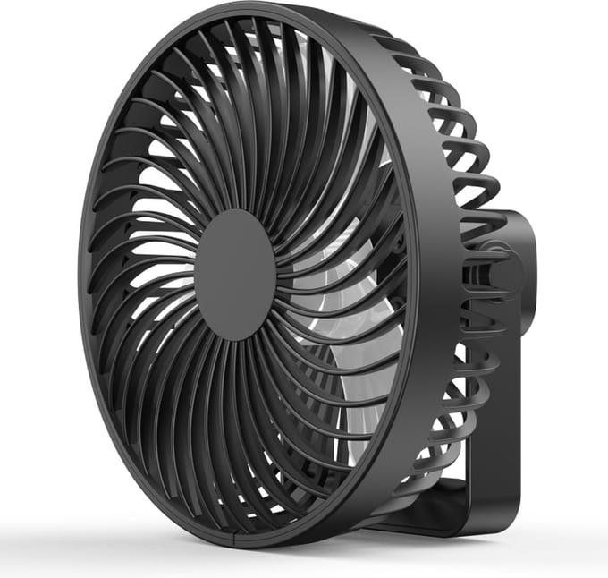 Ipexnl® draagbare ventilator 3-in-1 Maximale cooling - Licht - 4 snelheden ventilator - Waterbestendig - Draadloos - Stil - Zwart
