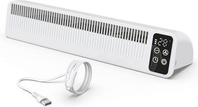 Energiezuinige Radiatorventilator met Smart Display en Timer - Ultr lichte Magnetische Montage