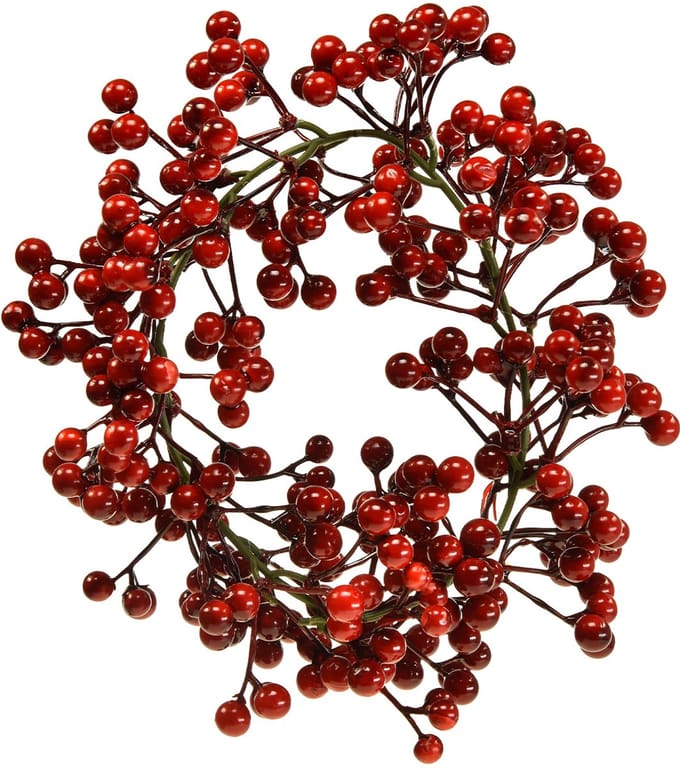 Bessenkrans rode kunstplanten rood Kerst Ø20cm