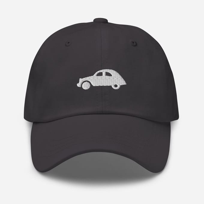 De2pktjes - Geborduurde pet Citroën 2cv - Donkergrijs