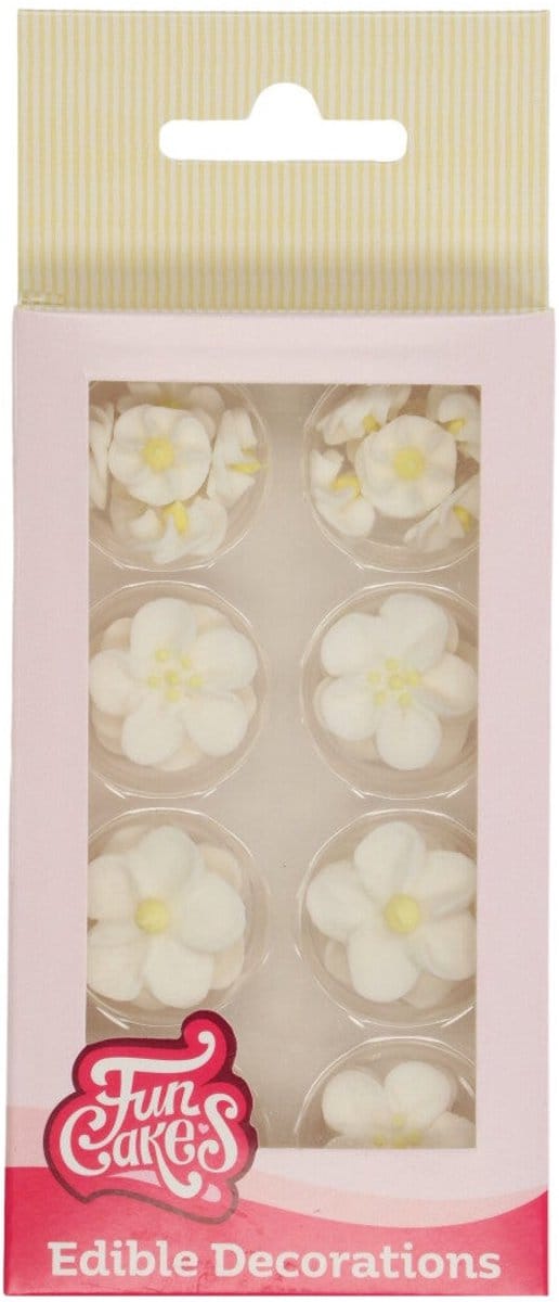 FunCakes Suikerdecoraties - Bloesemmix Wit/Geel - 32 Stuks - Eetbare Taartdecoratie