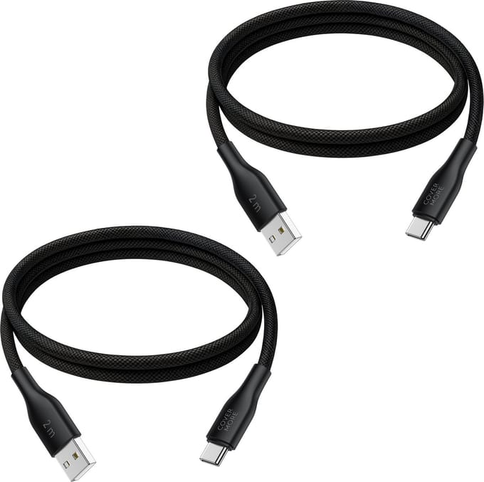 Oplaadkabel usb naar usb C - 2 meter - 2 stuks - Ook geschikt voor Apple carplay en android auto - Lang - Zwart