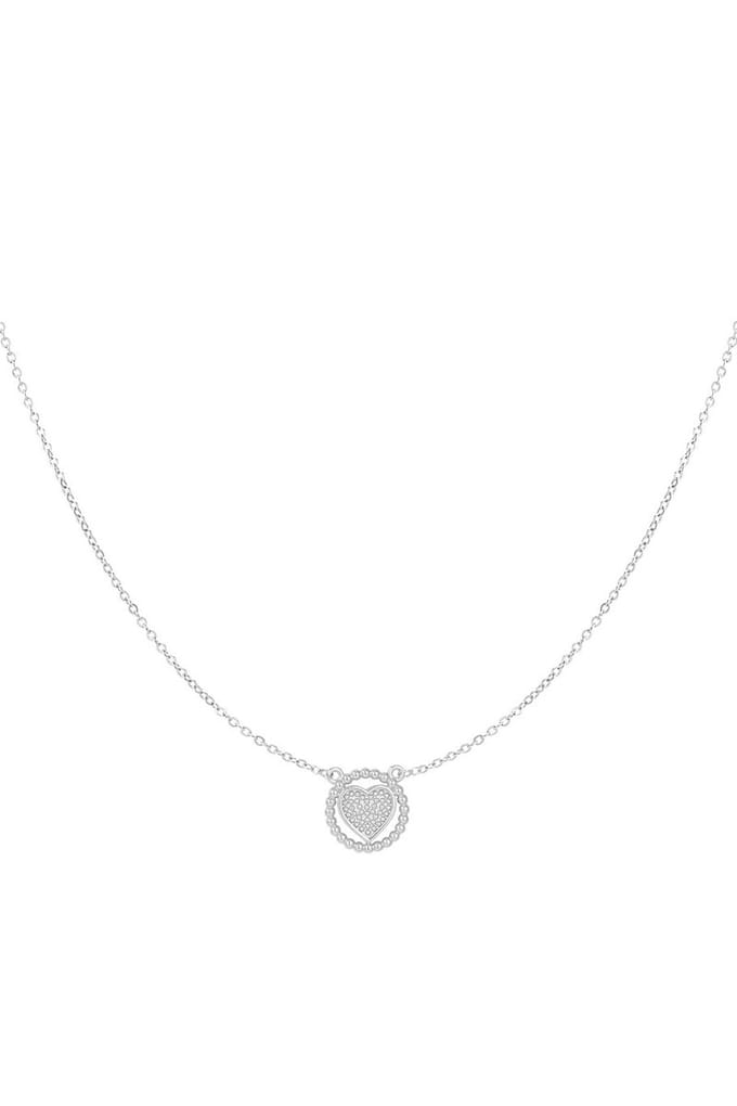 Ketting - Hart in cirkel - Zilverkleur - Stainless steel - Dames