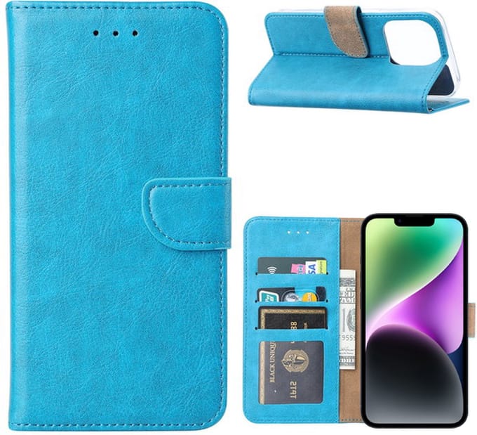 iPhone 14 Plus hoesje bookcase hoes - Arara book case hoesje voor iPhone 14 Plus - Turquoise
