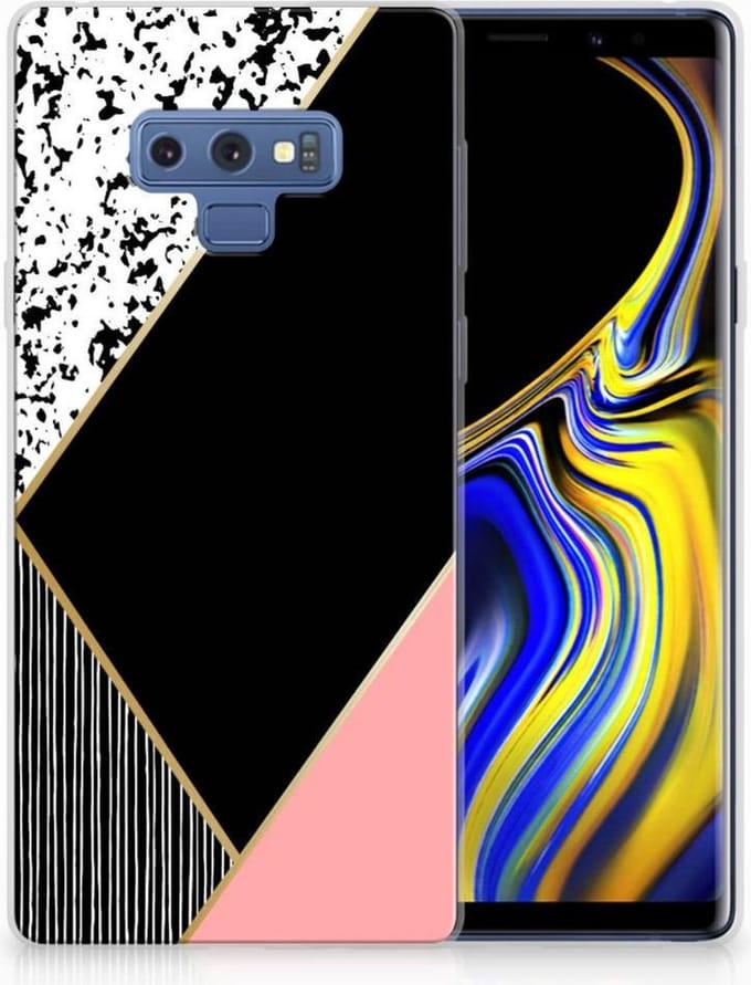 Samsung Galaxy Note 9 TPU Hoesje Zwart Roze Vormen