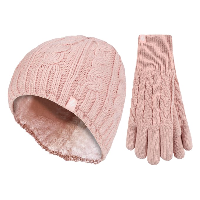 Dames Fleece Gevoerde Thermo Muts & Handschoenen Set voor Winter