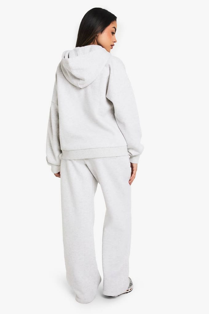 boohoo Dames NY Geborduurde Jogger met Wijde Pijpen | Grey | Maat: Large