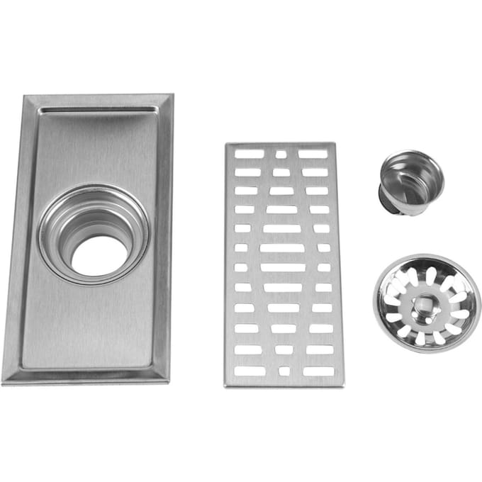 Siphon de sol rectangulaire en acier inoxydable 20x10cm Douche de salle de bain Cuisine Grille d'évacuation gray