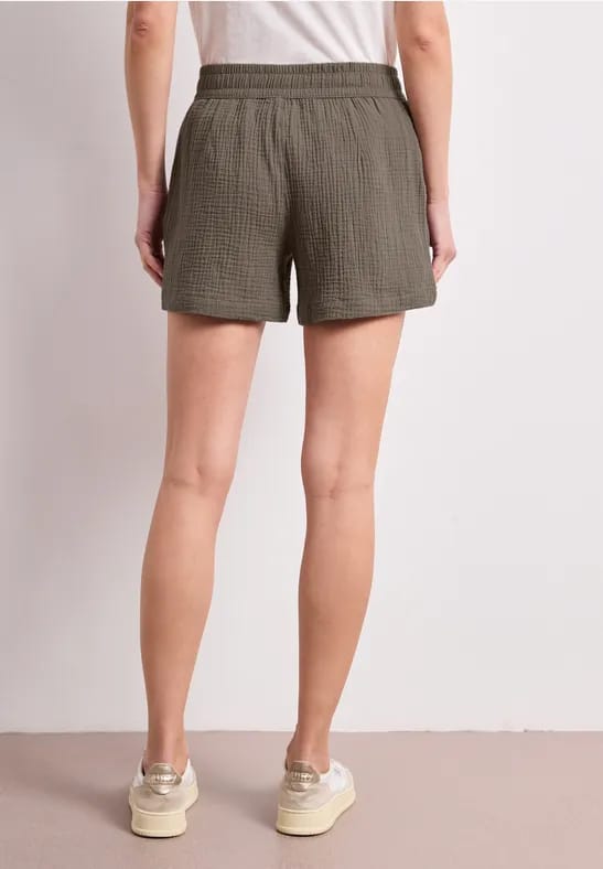 Mid Waist shorts van neteldoek