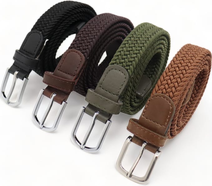 Elastische riem - 4 pak - dames riem - riem elastiek - smalle elastische riemen - gevlochten riem