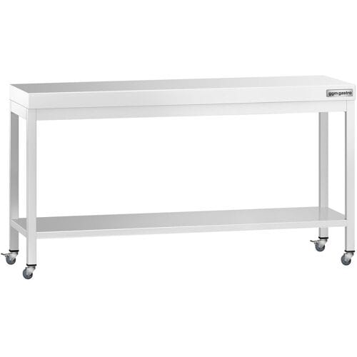 GGM Gastro Edelstahl Arbeitstisch PREMIUM - 2000x800mm - mit Grundboden & Rollen