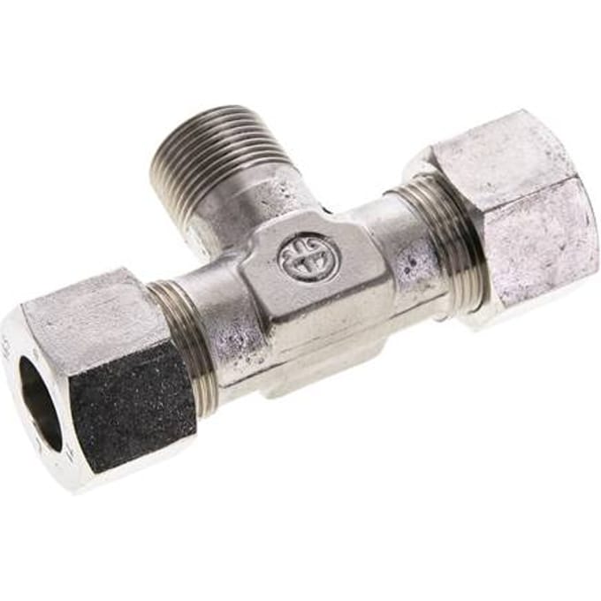 16S & M22x1.5 (con) RVS T-stuk Snijringkoppeling Buitendraad 400bar ISO 8434-1