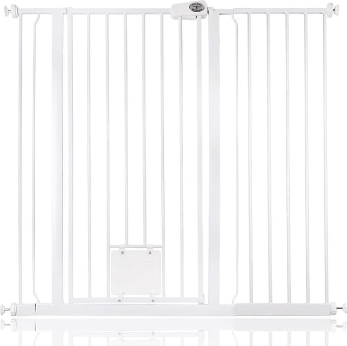 Bettacare Hoog Hek met Kattenluik, 113,8cm - 121,4cm, Wit, 104cm Hoog