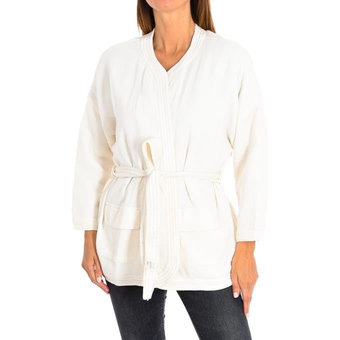 Lang vest en geknoopte riem 8998 vrouw