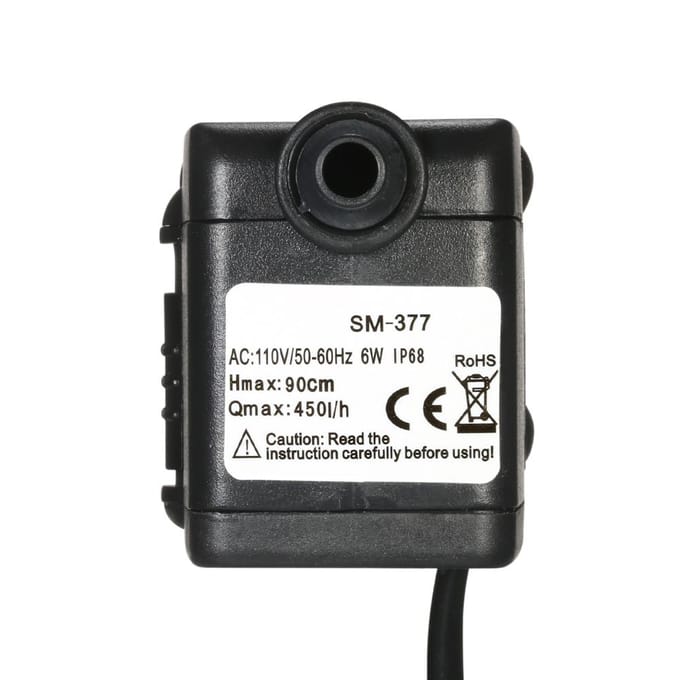 450L/H 6W dompelpomp Minifontein Verstelbare stroom met 2 sproeiers US Plug black
