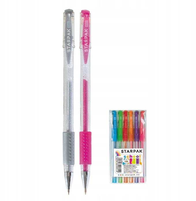 Glittergelpenset met grip - 6 kleuren