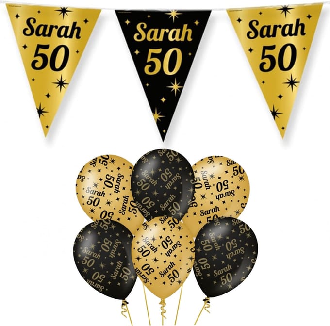 Paperdreams Luxe Sarah/50 jaar feest set - Ballonnen & vlaggenlijnen