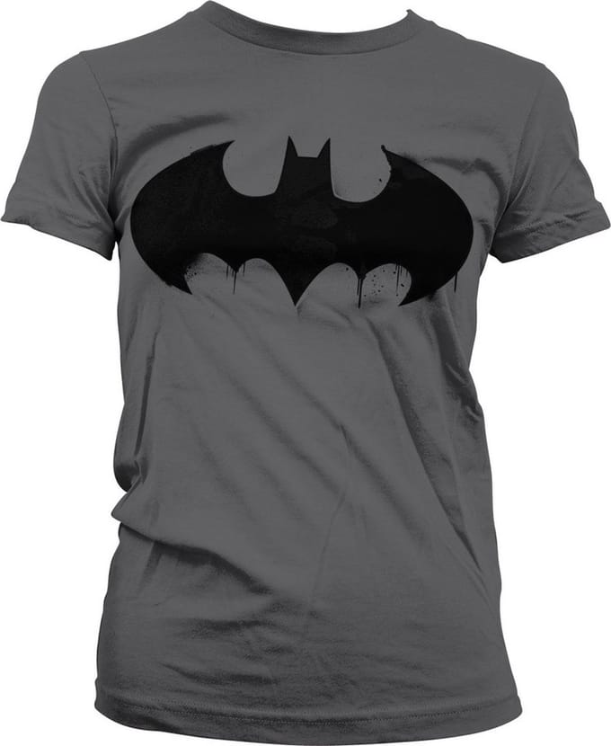 Batman T-shirt voor dames met logo-opdruk, 'Girly', donkergrijs