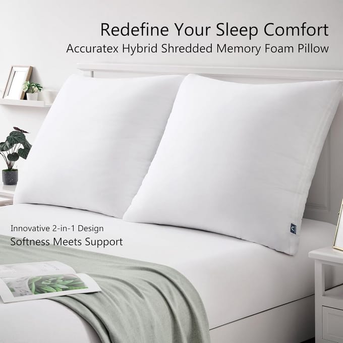 Set van 2 Hybride Crushed Memory Foam Kussens 40 x 40 cm met Removable Cover