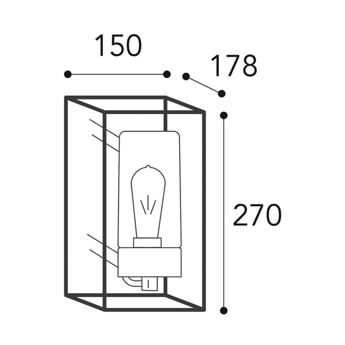 Moretti Luce Buitenwandlamp Cubic³ 3365, antiek nikkel/helder