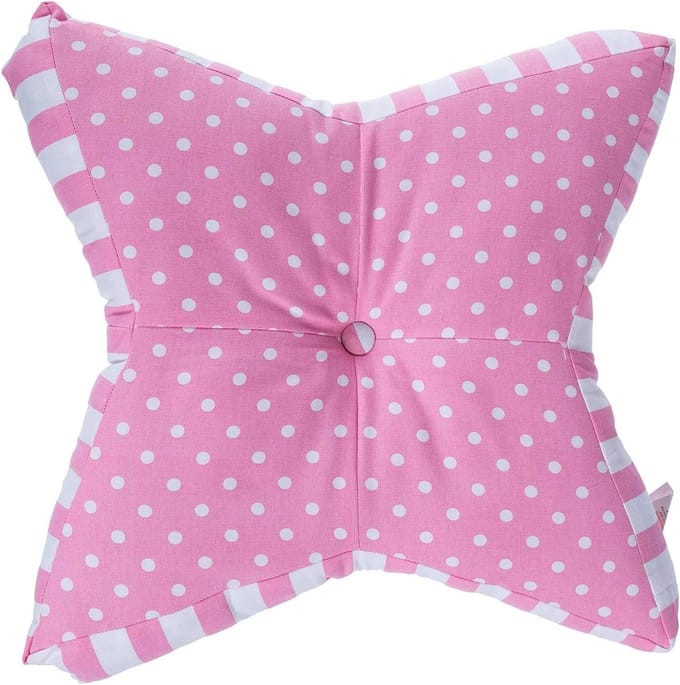 Homescapes kindervloerkussen stippen roze en wit 100% katoen met polyester vulling