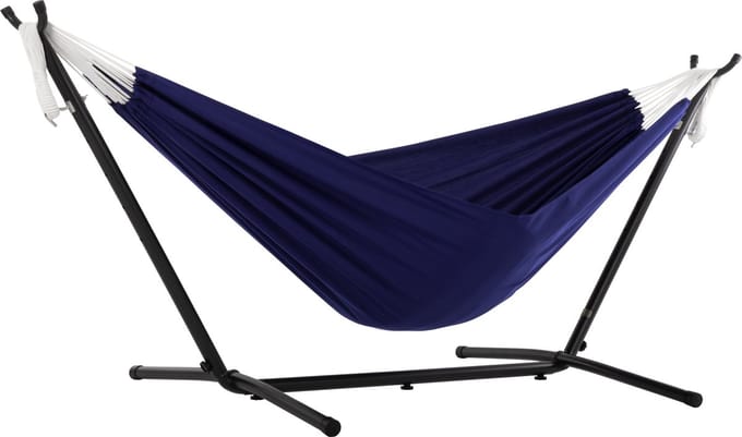 Vivere Double Polyester Hangmat met standaard (250 CM) - Royal Blue