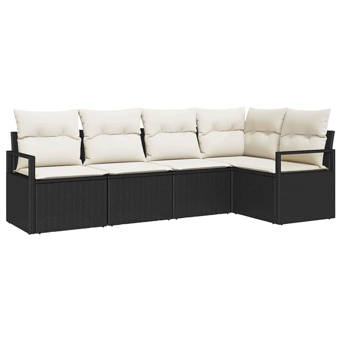 vidaXL Bankstel 5 st Zwart poly rattan