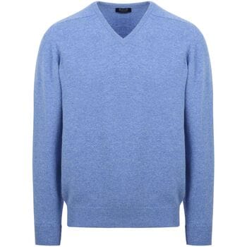 William Lockie Pullover Lamswol V Surf Mid Blue - Maat M - Heren - Pullovers