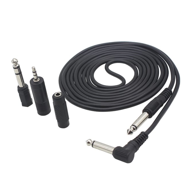 3MGuitar Audiokabel 1/4  6.35mm Rechte Rechte Plug met 3 Adapters zwart