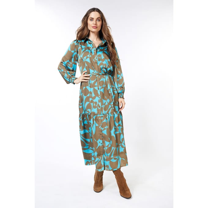 EsQualo Dress Long Expressive Roots Print Maat: 36 | Maxi Jurken Outlet | Dames | Bruin