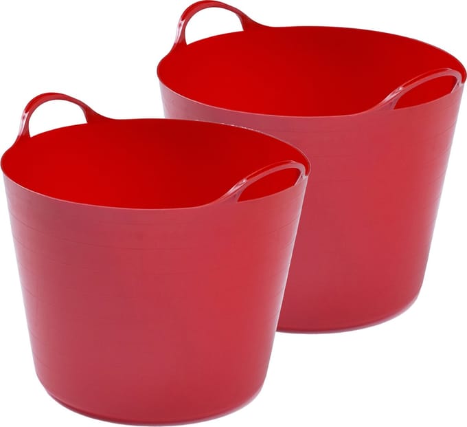 Whitefurze Flexibele emmer - 2x - 26 liter - Kunststof - Rood - 38 x 41 x 35 cm