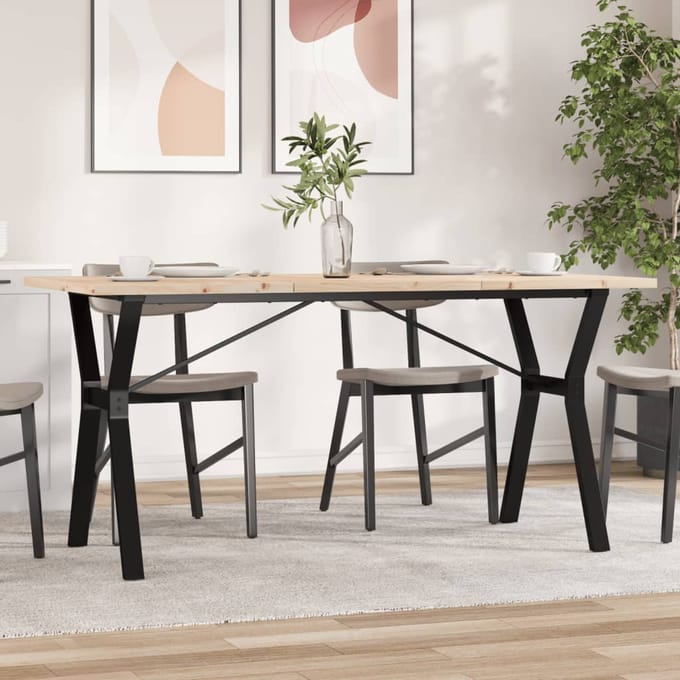 vidaXL - Eettafel - Y-frame - 160x80x75,5 - cm - massief - grenenhout - en - staal