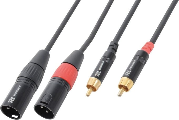 PD Connex 2x XLR (m) - Tulp stereo 2x RCA (m) kabel - 1,5 meter